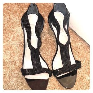 Black rhinestone heels